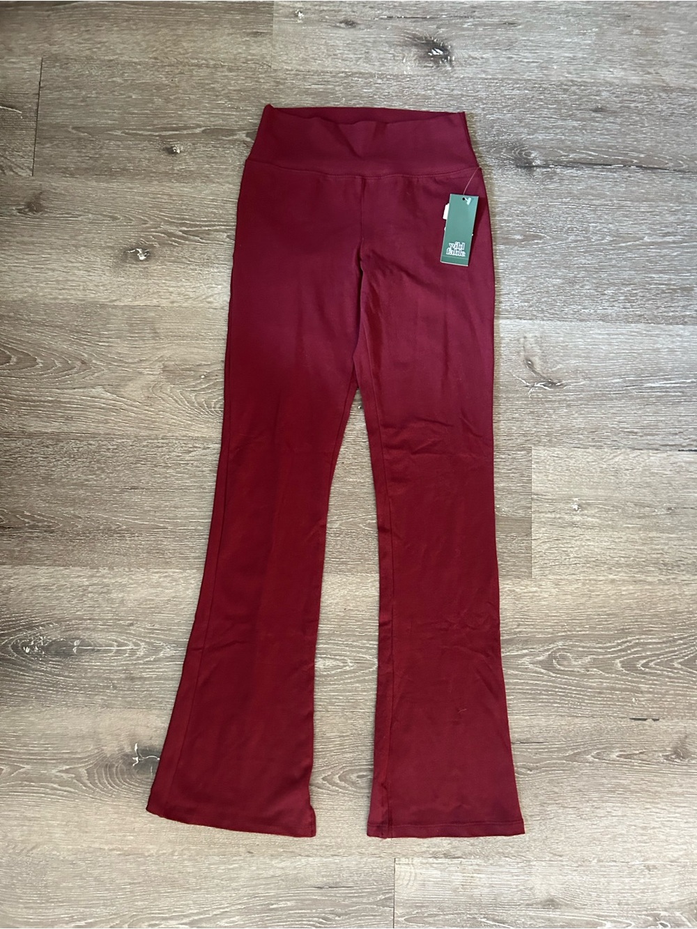 NWT Small Wild Favle Burgundy High Waisted Flared Leggings